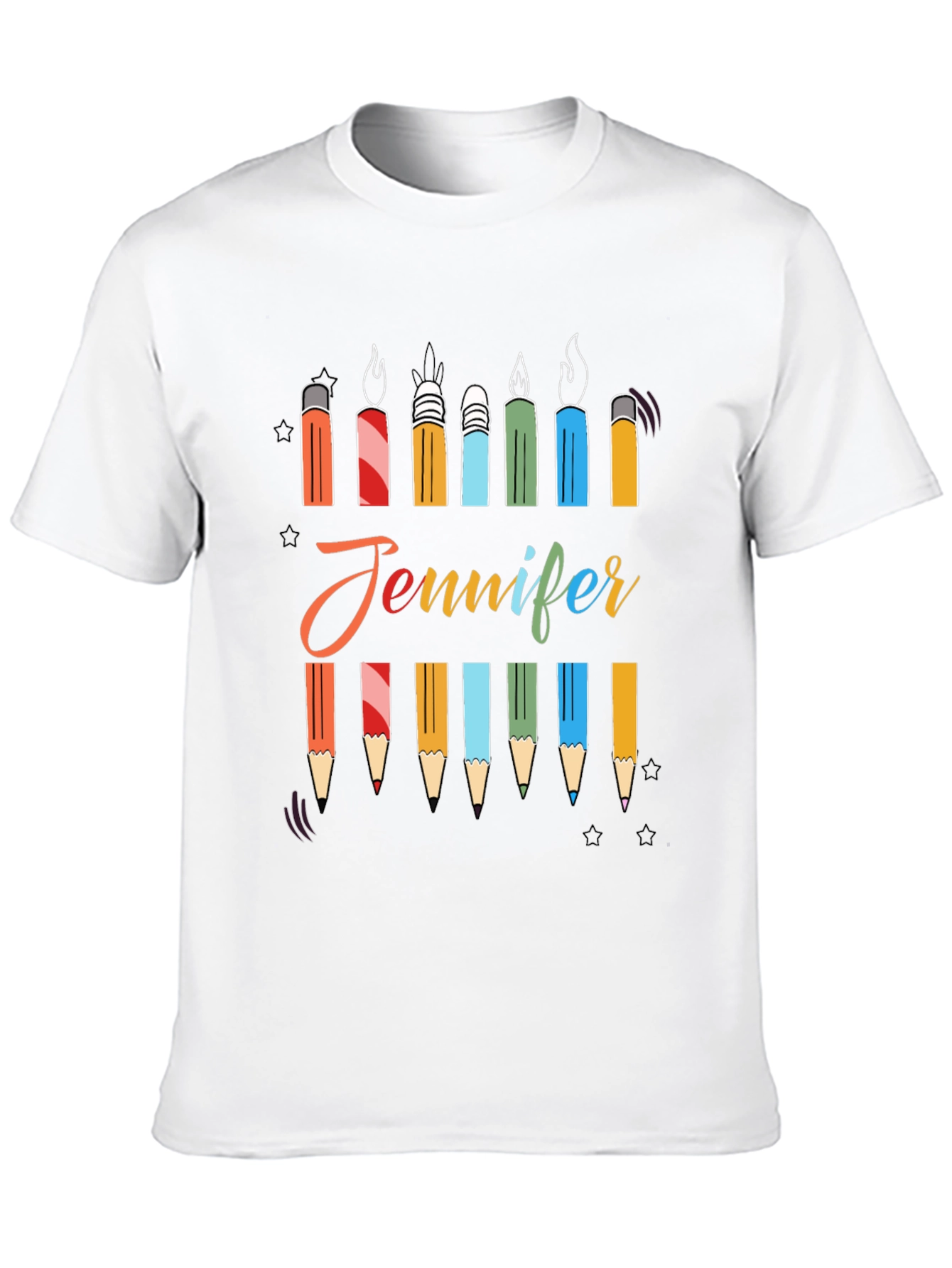 Personalized Jennifer Birthday Candle Pencil T-Shirt