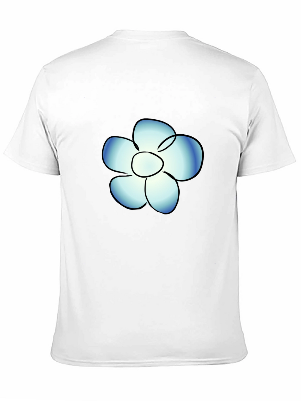 Black T-Shirt with Blue Flower Graphic