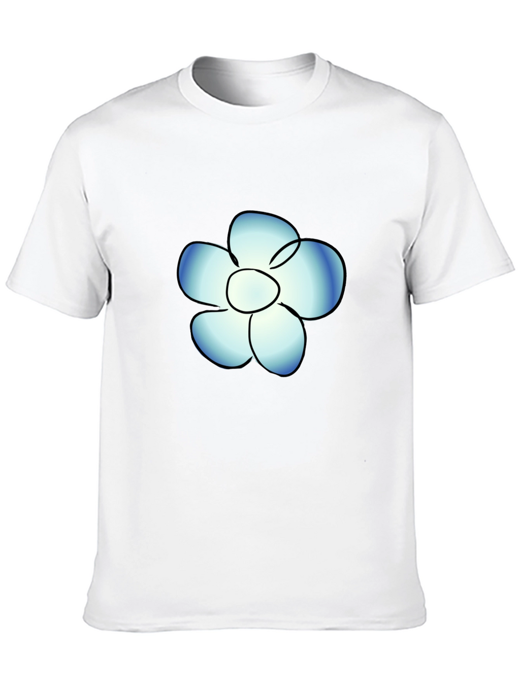 Black T-Shirt with Blue Flower Graphic