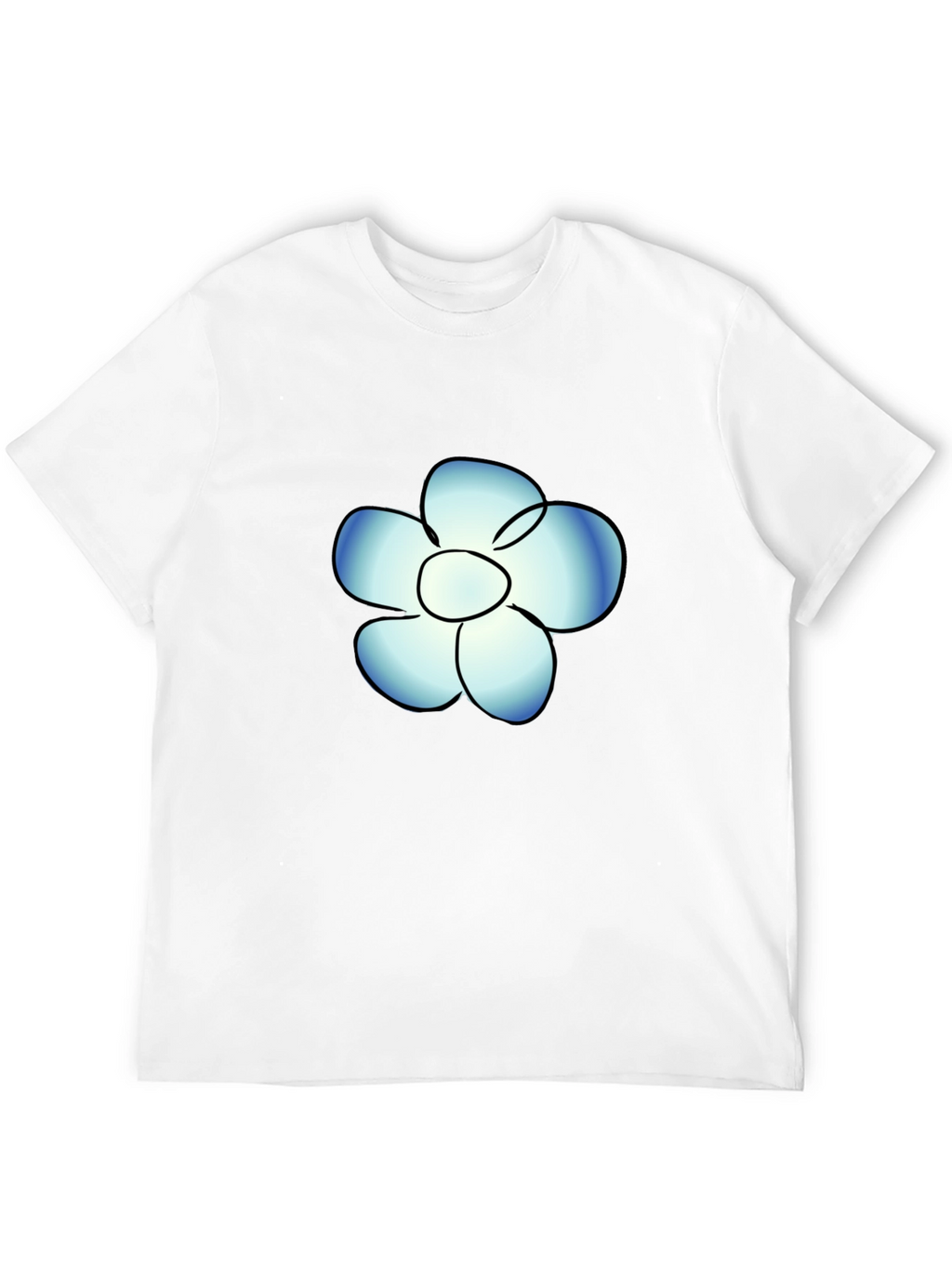 Black T-Shirt with Blue Flower Graphic