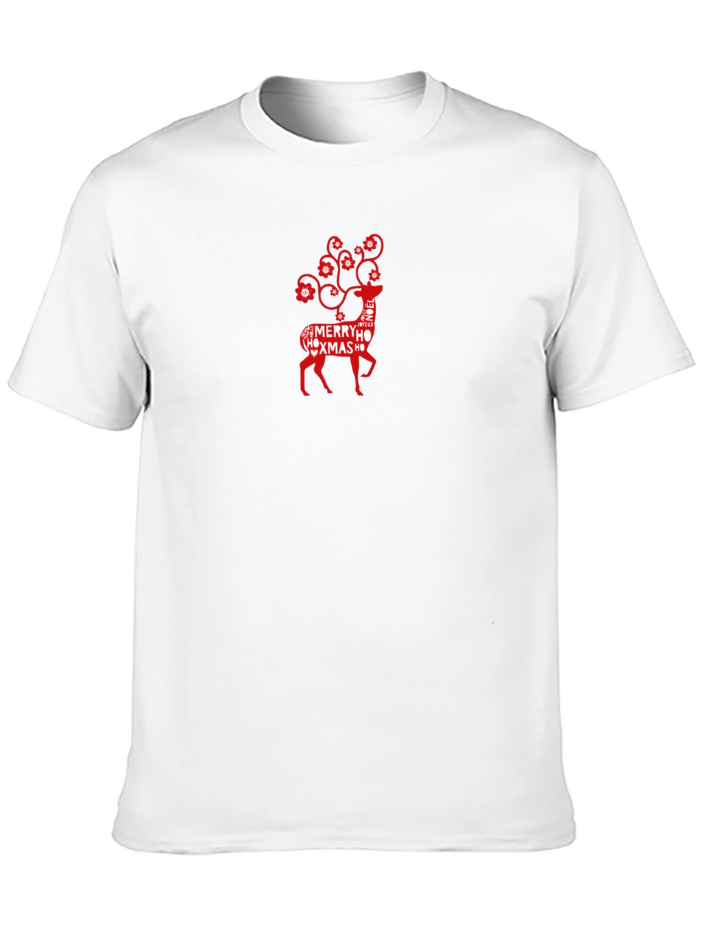 Merry Christmas Deer Graphic Tee - Black