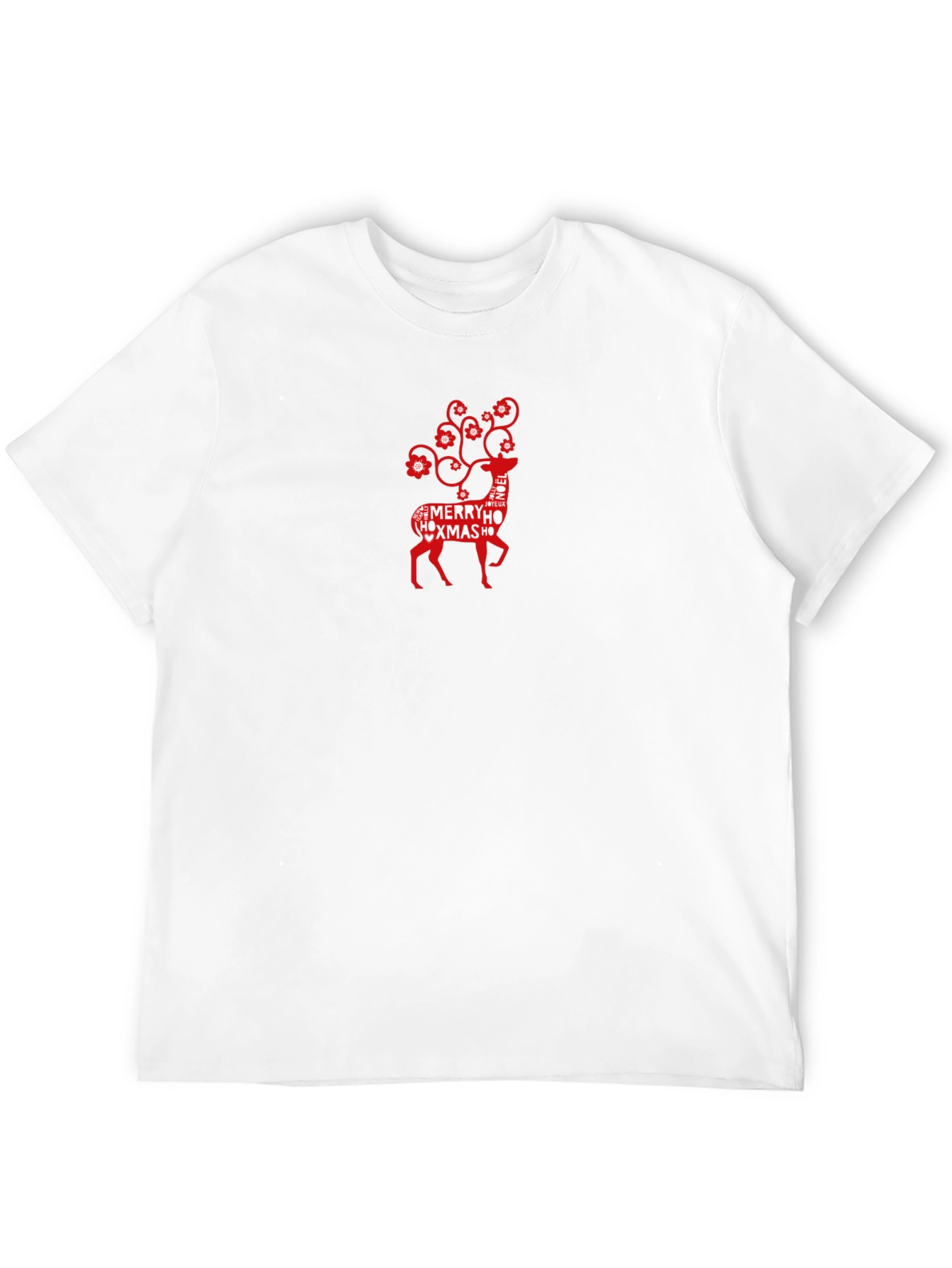 Merry Christmas Deer Graphic Tee - Black