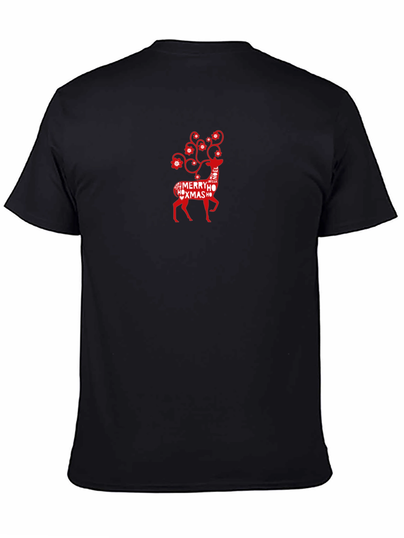 Merry Christmas Deer Graphic Tee - Black