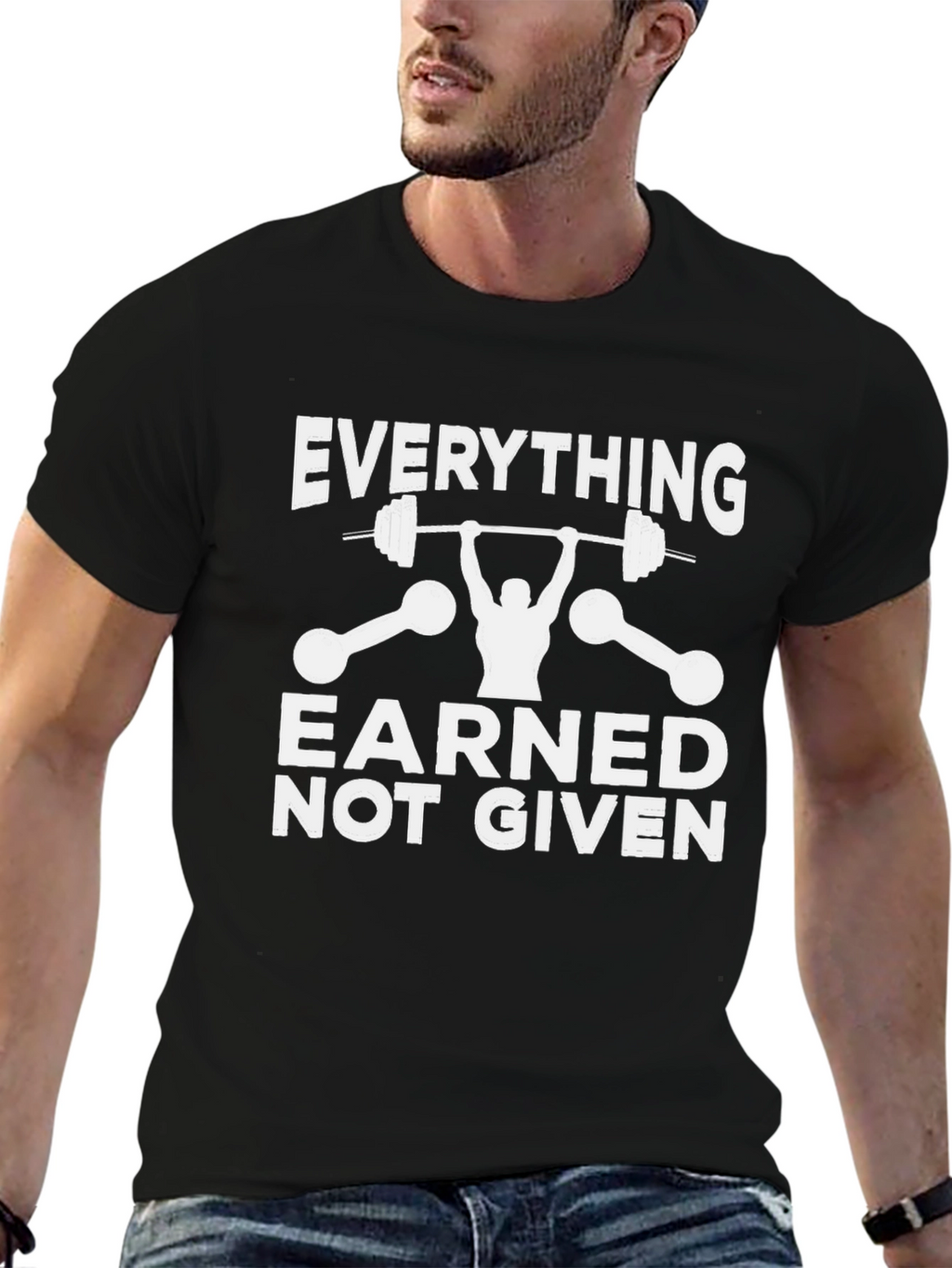 Everything Earned Not Given - Black Gym T-Shirt