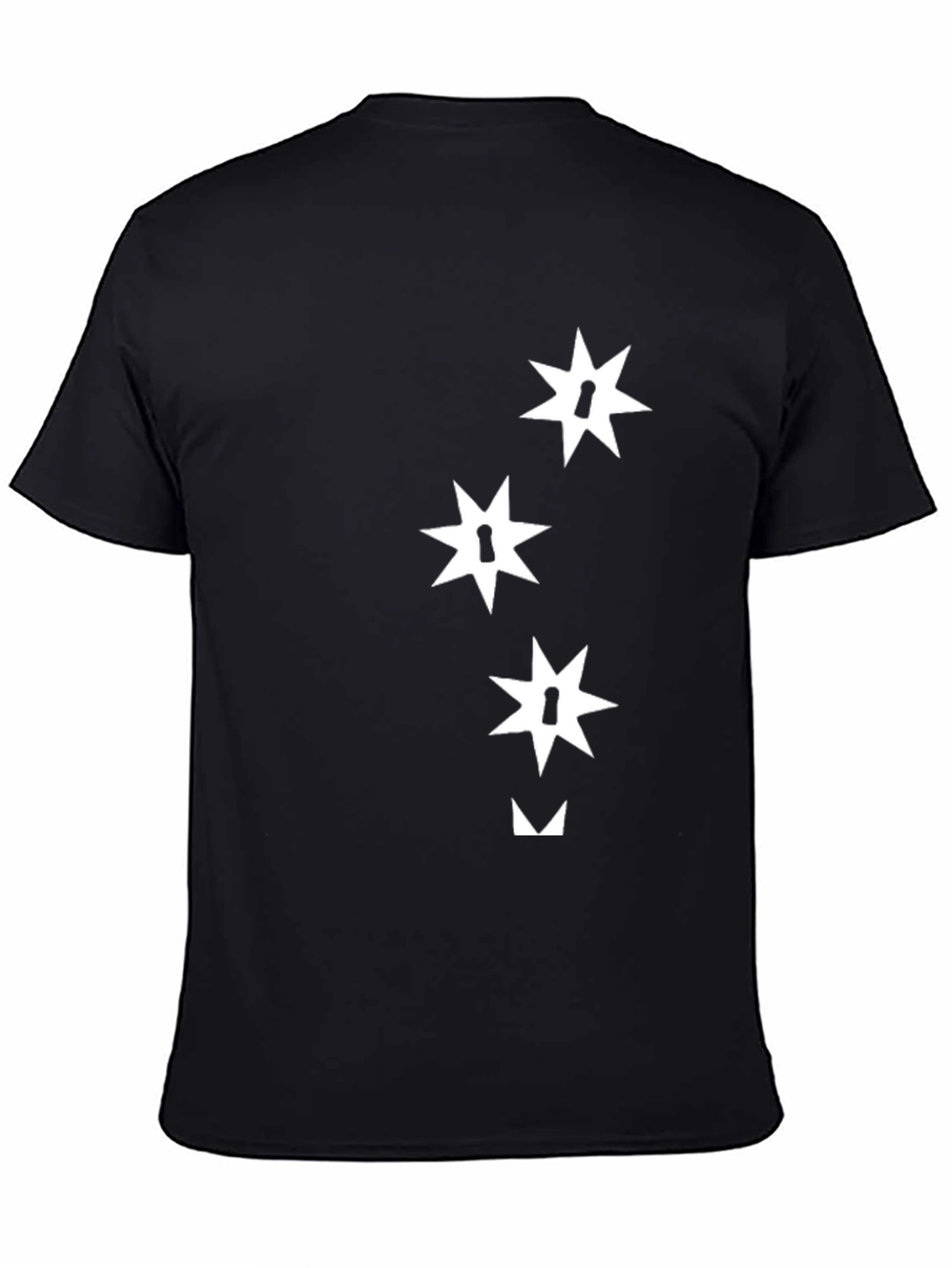 Black T-Shirt with Abstract Star Keyhole Design