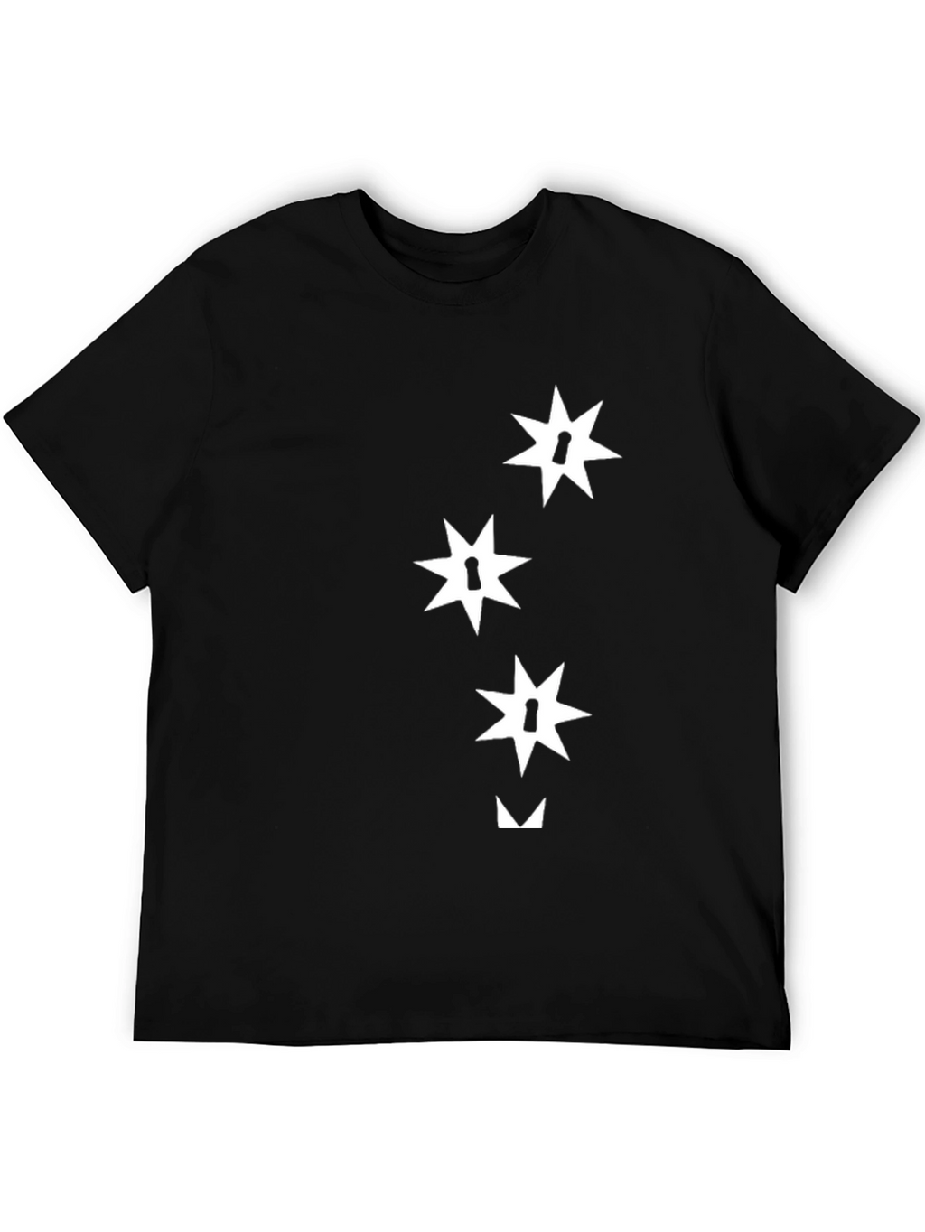 Black T-Shirt with Abstract Star Keyhole Design