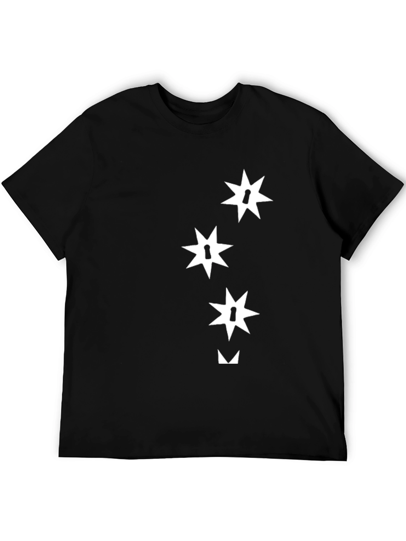 Black T-Shirt with Abstract Star Keyhole Design