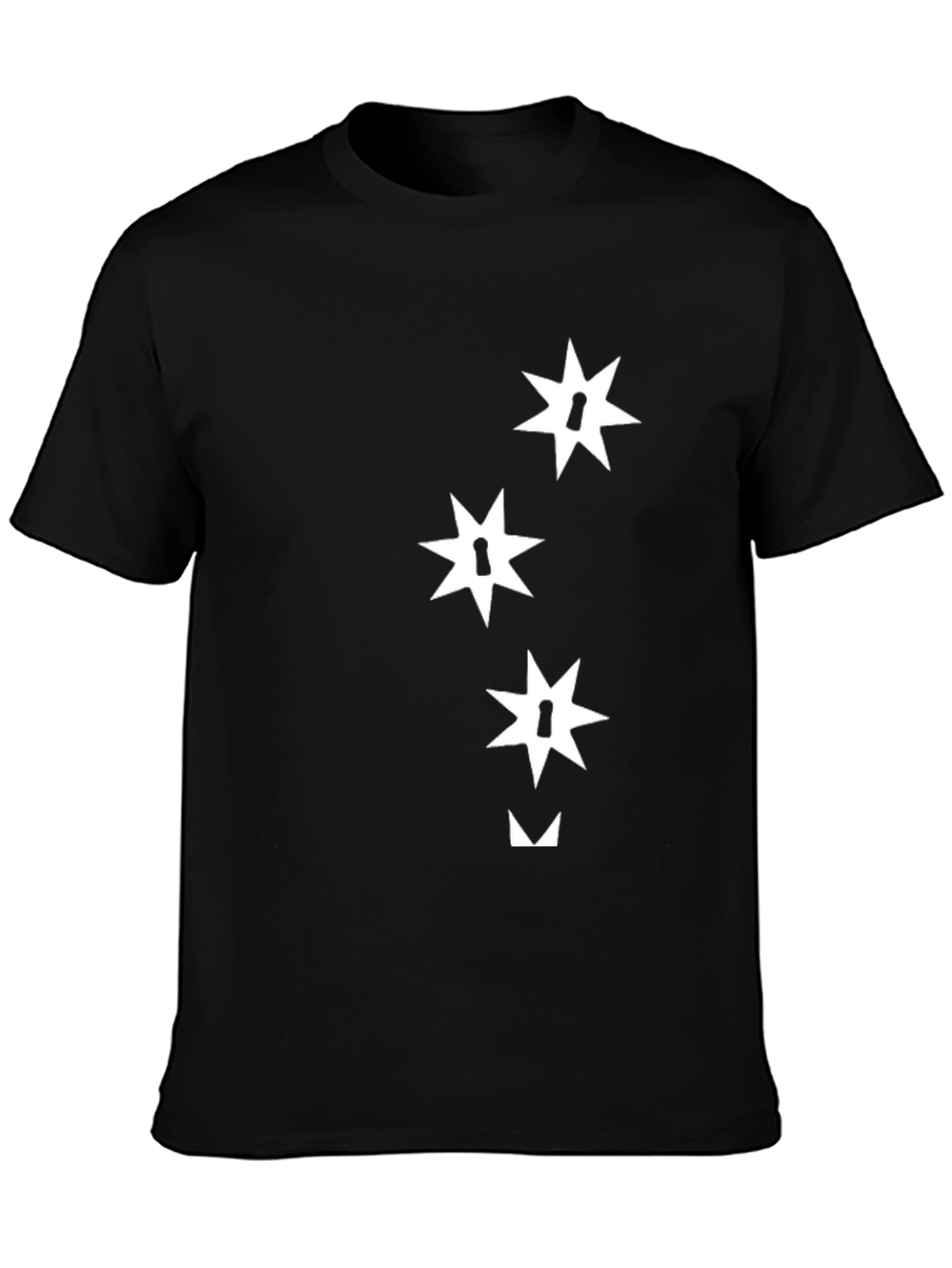 Black T-Shirt with Abstract Star Keyhole Design