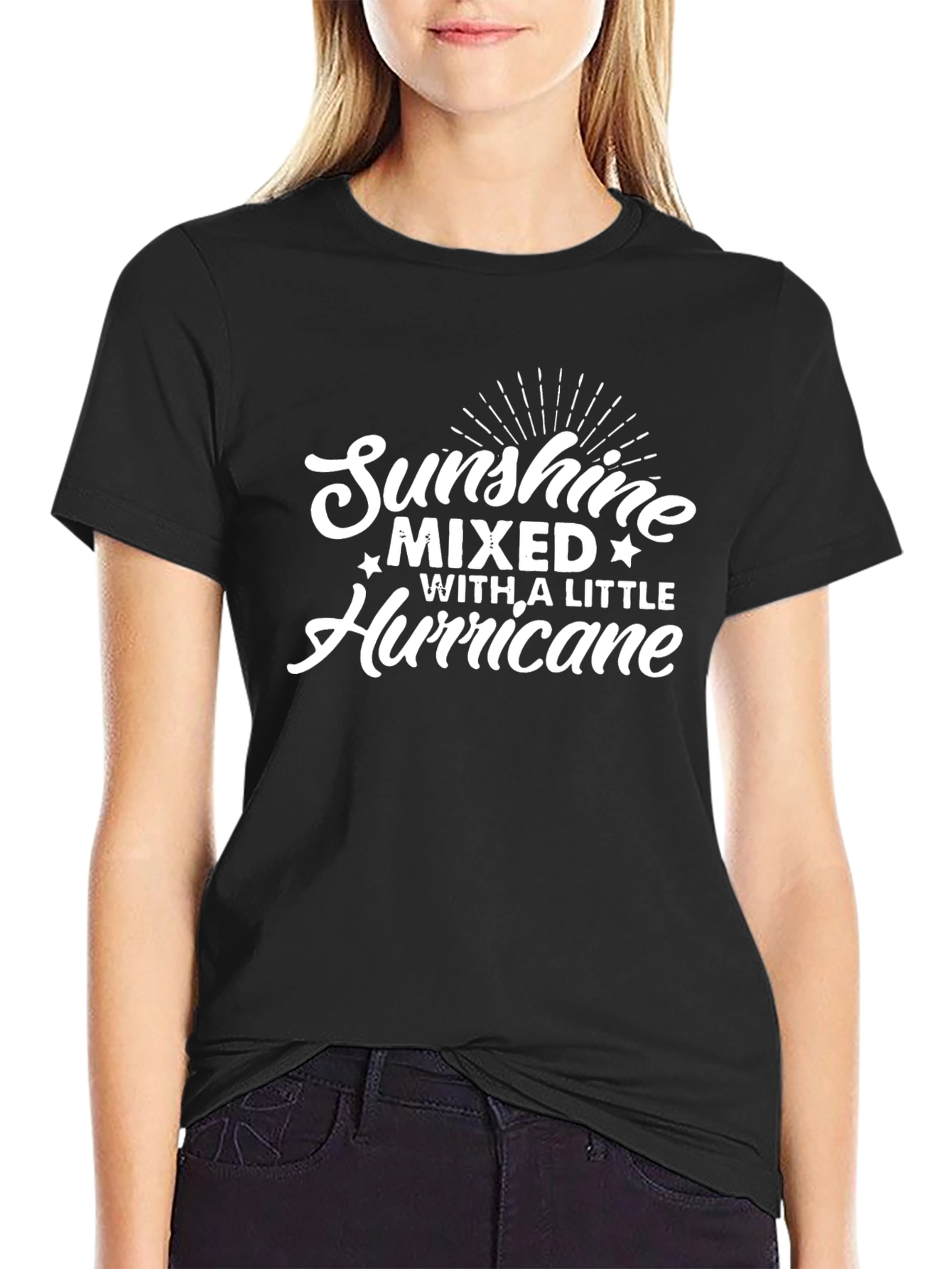 Sunshine Mixed With A Little Hurricane Black T-Shirt