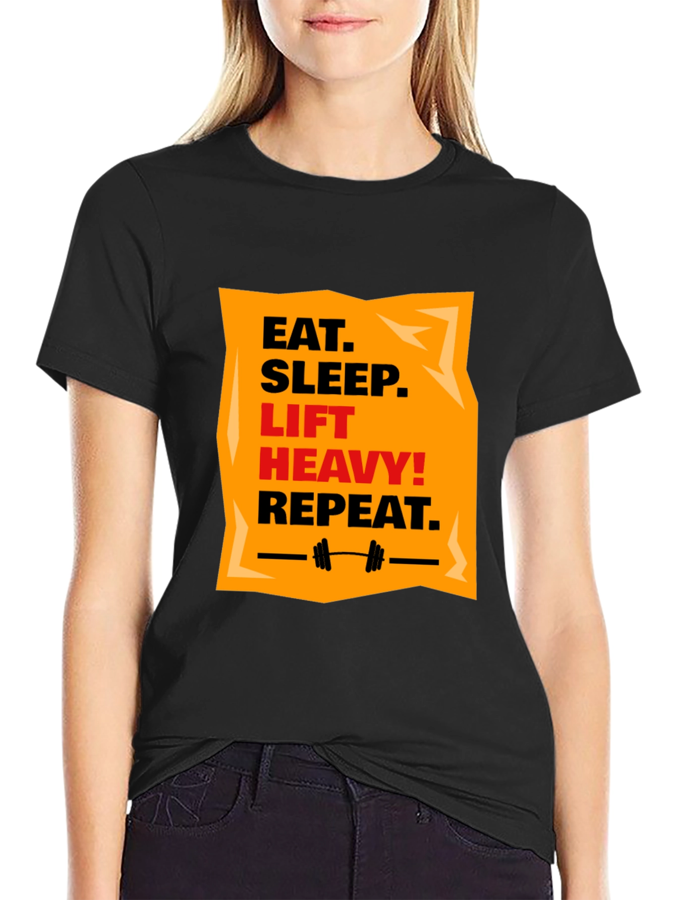 Eat Sleep Lift Heavy Repeat Black T-Shirt