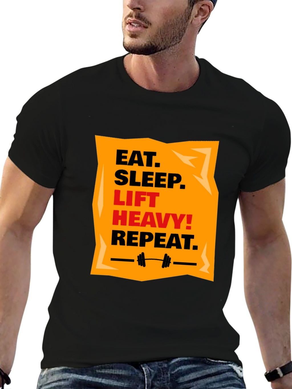 Eat Sleep Lift Heavy Repeat Black T-Shirt
