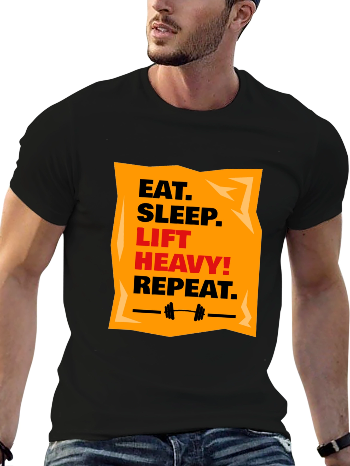 Eat Sleep Lift Heavy Repeat Black T-Shirt