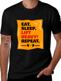 Eat Sleep Lift Heavy Repeat Black T-Shirt