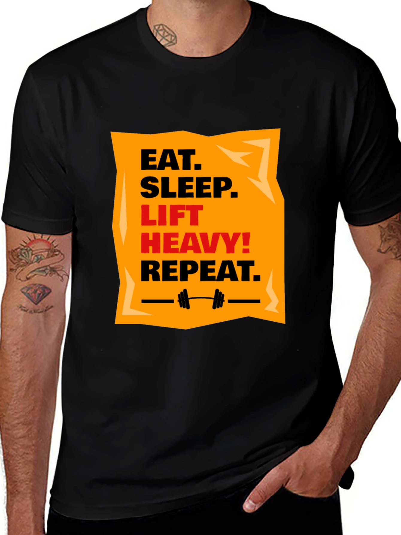 Eat Sleep Lift Heavy Repeat Black T-Shirt
