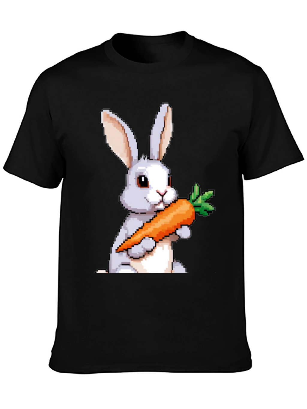 Pixel Bunny Carrot Graphic Tee - Casual Wear