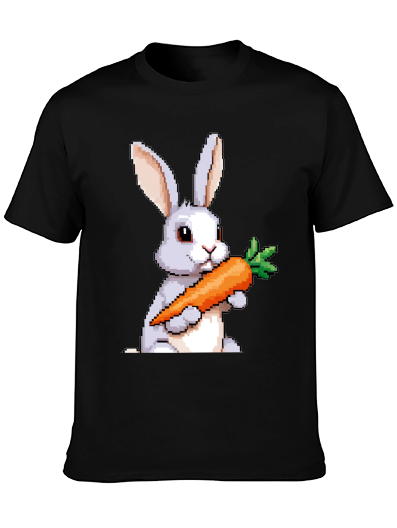 Pixel Bunny Carrot Graphic Tee - Casual Wear