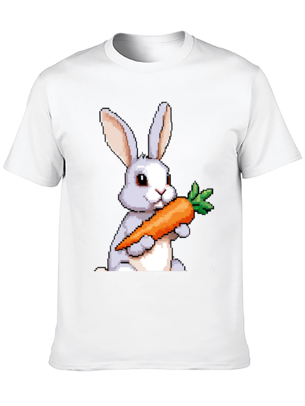 Pixel Bunny Carrot Graphic Tee - Casual Wear