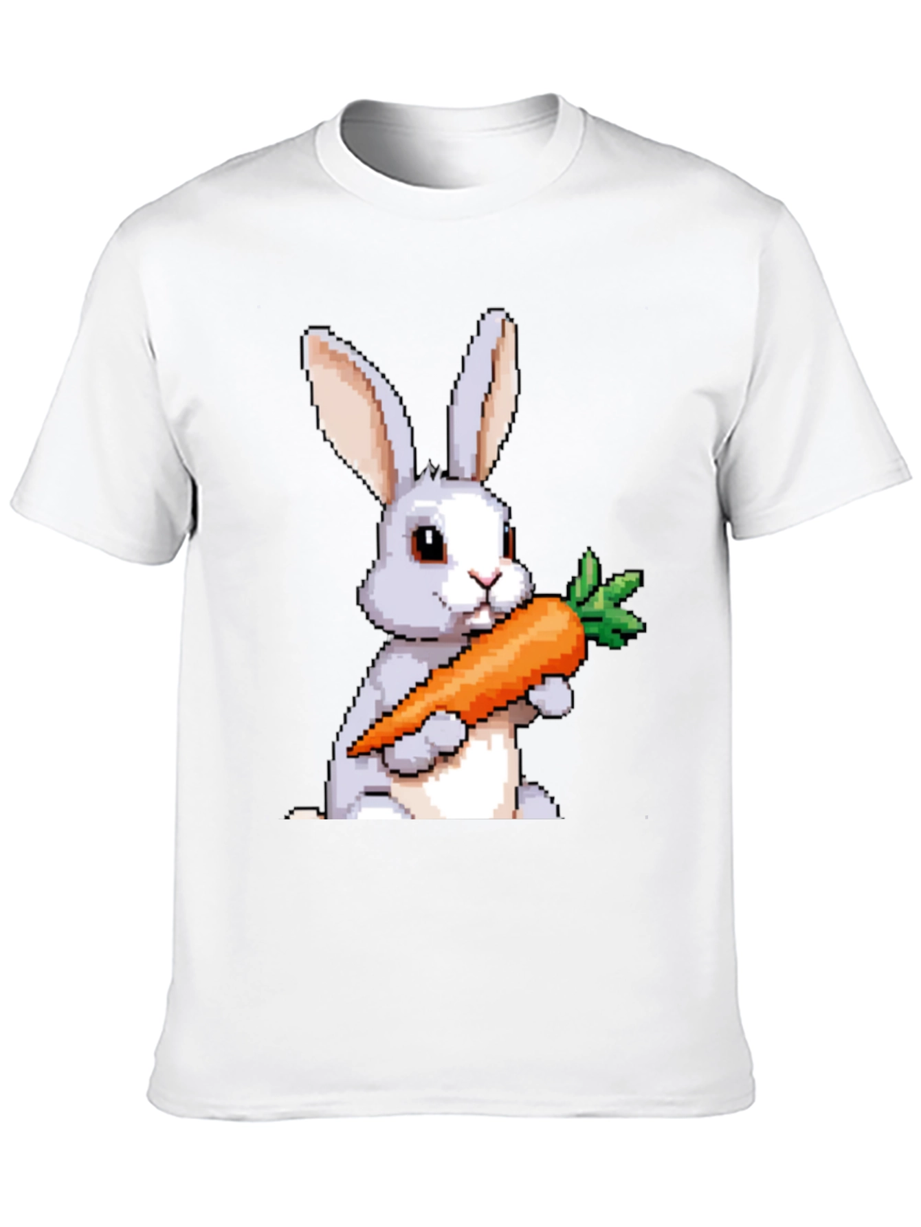 Pixel Bunny Carrot Graphic Tee - Casual Wear