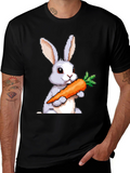 Pixel Bunny Carrot Graphic Tee - Casual Wear