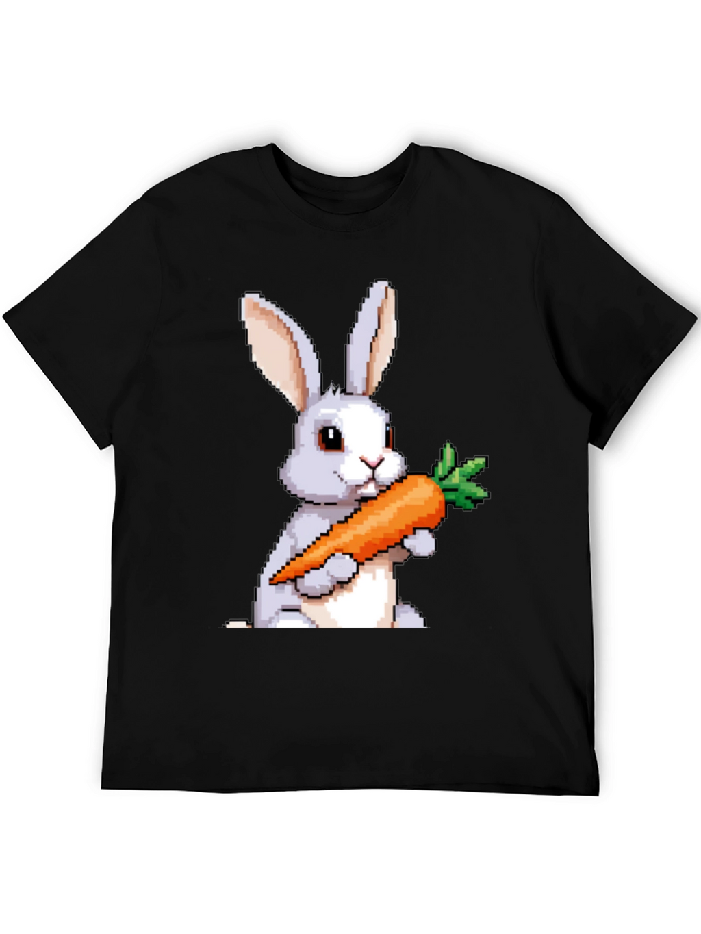 Pixel Bunny Carrot Graphic Tee - Casual Wear
