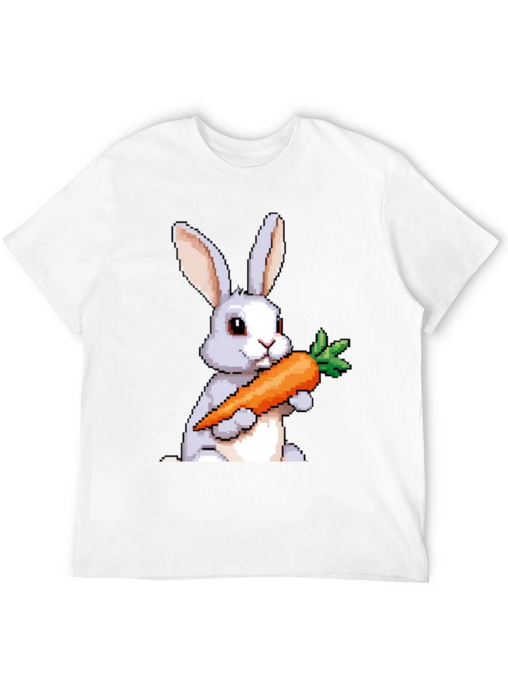 Pixel Bunny Carrot Graphic Tee - Casual Wear