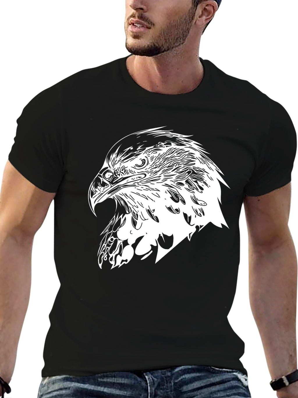Mens Black T-Shirt - Eagle Graphic Tee
