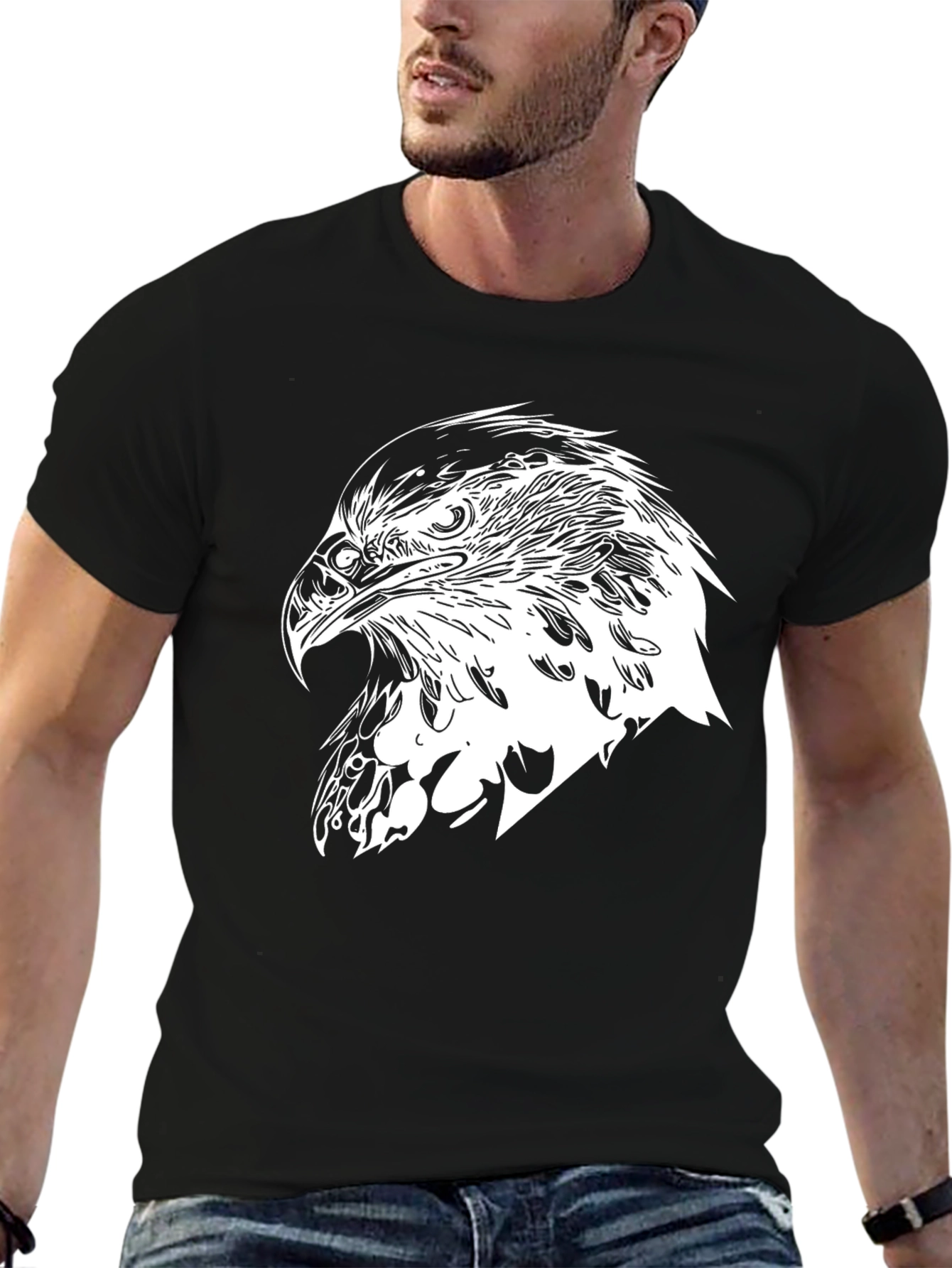 Mens Black T-Shirt - Eagle Graphic Tee