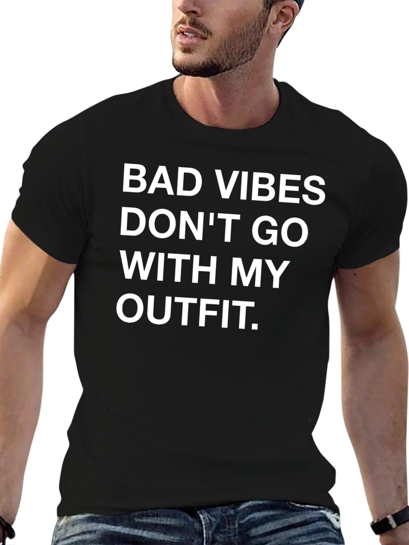 Funny Bad Vibes Graphic T-Shirt - Black