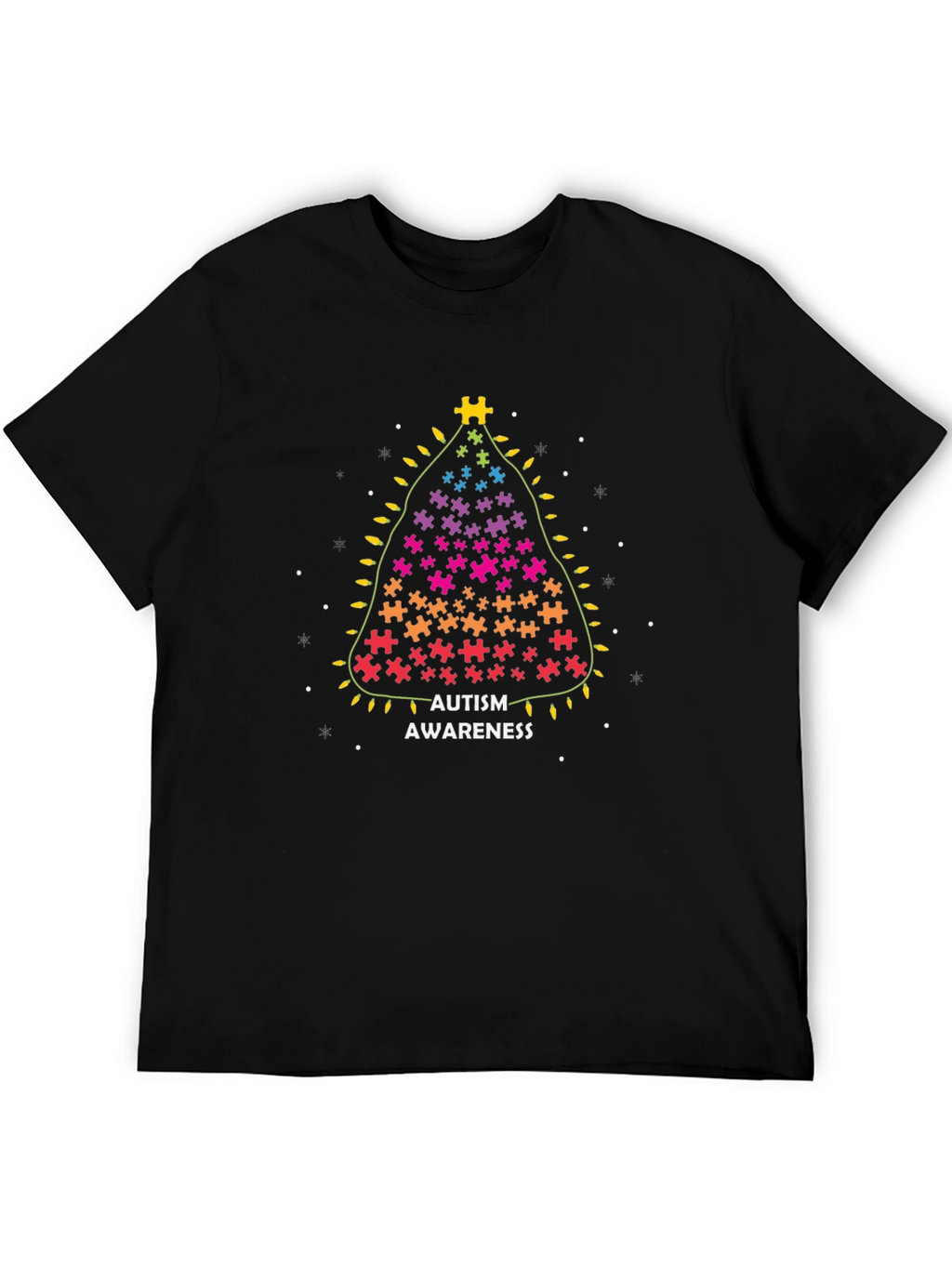 Autism Awareness Christmas Puzzle Tree Graphic Tee
