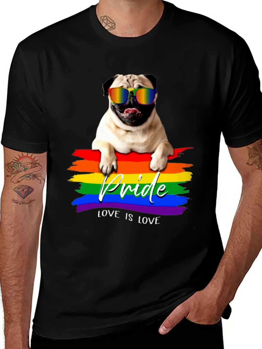 Pug Pride T-Shirt - Love is Love