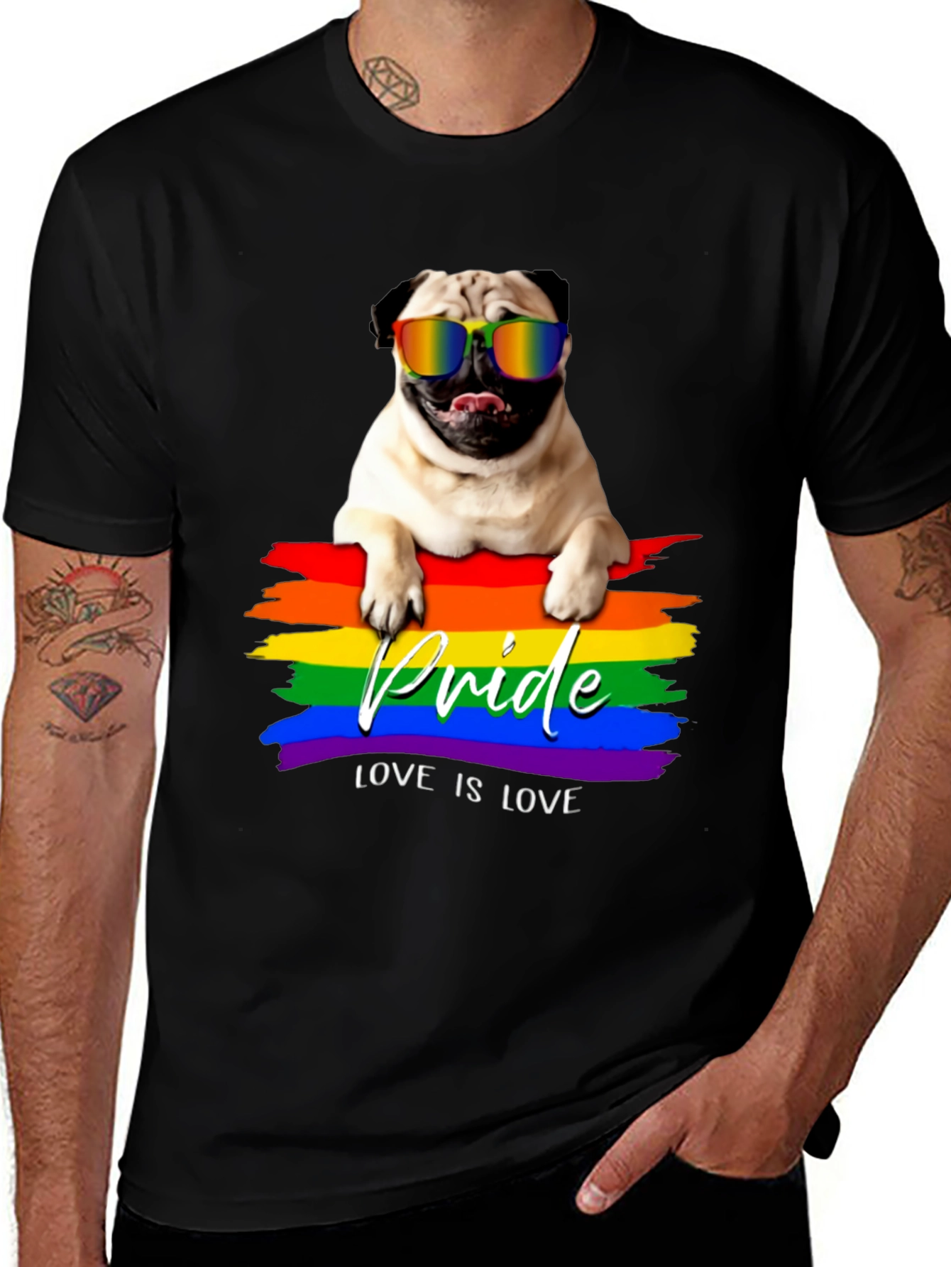 Pug Pride T-Shirt - Love is Love