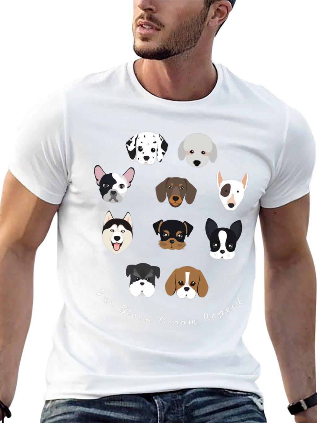 Dog Breed Graphic Tee - Eat Sleep Groom Repeat