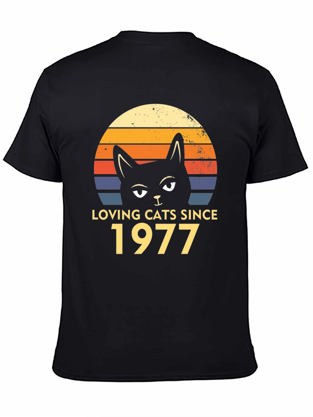 Loving Cats Since 1977 Black T-Shirt