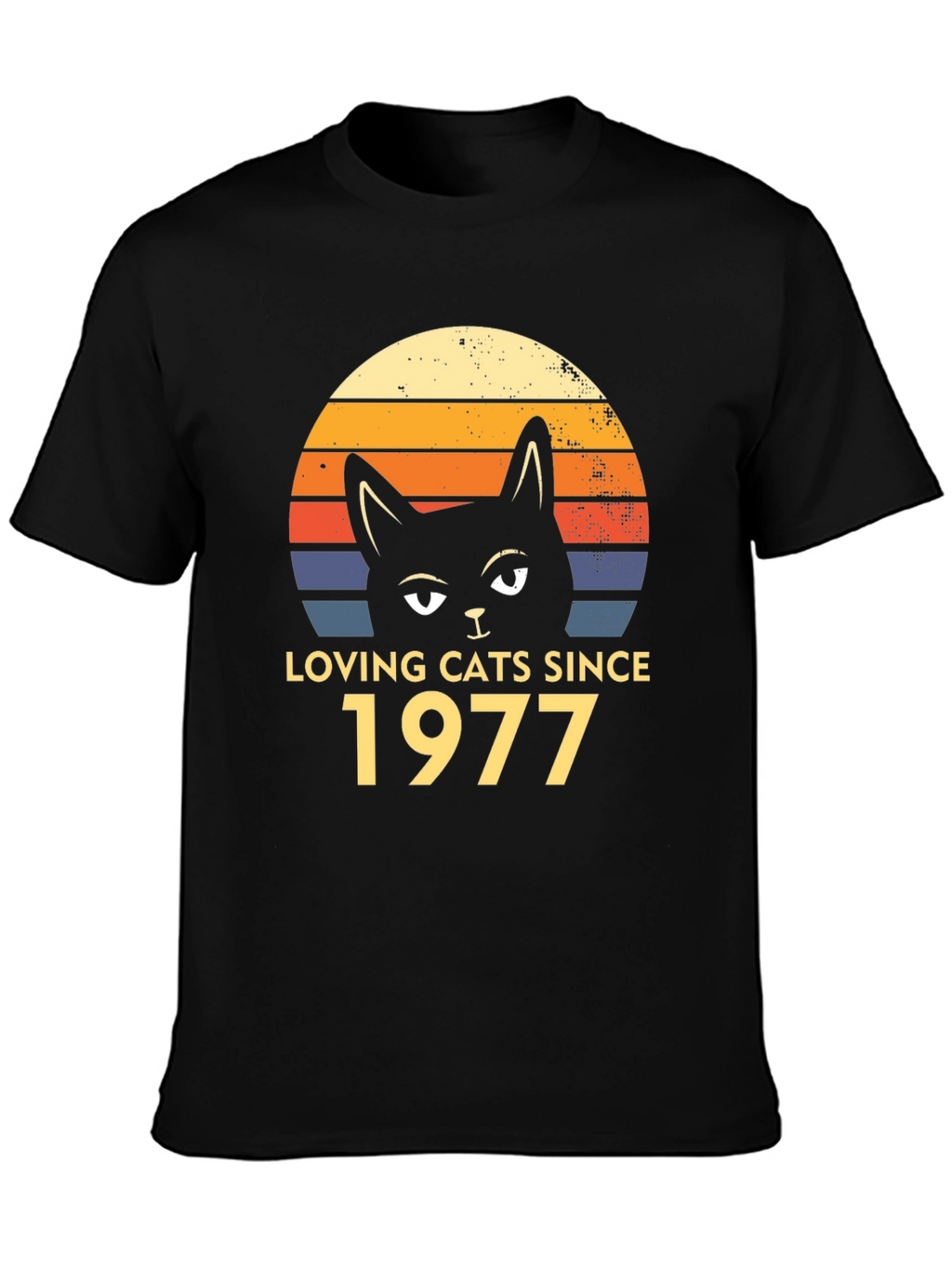Loving Cats Since 1977 Black T-Shirt
