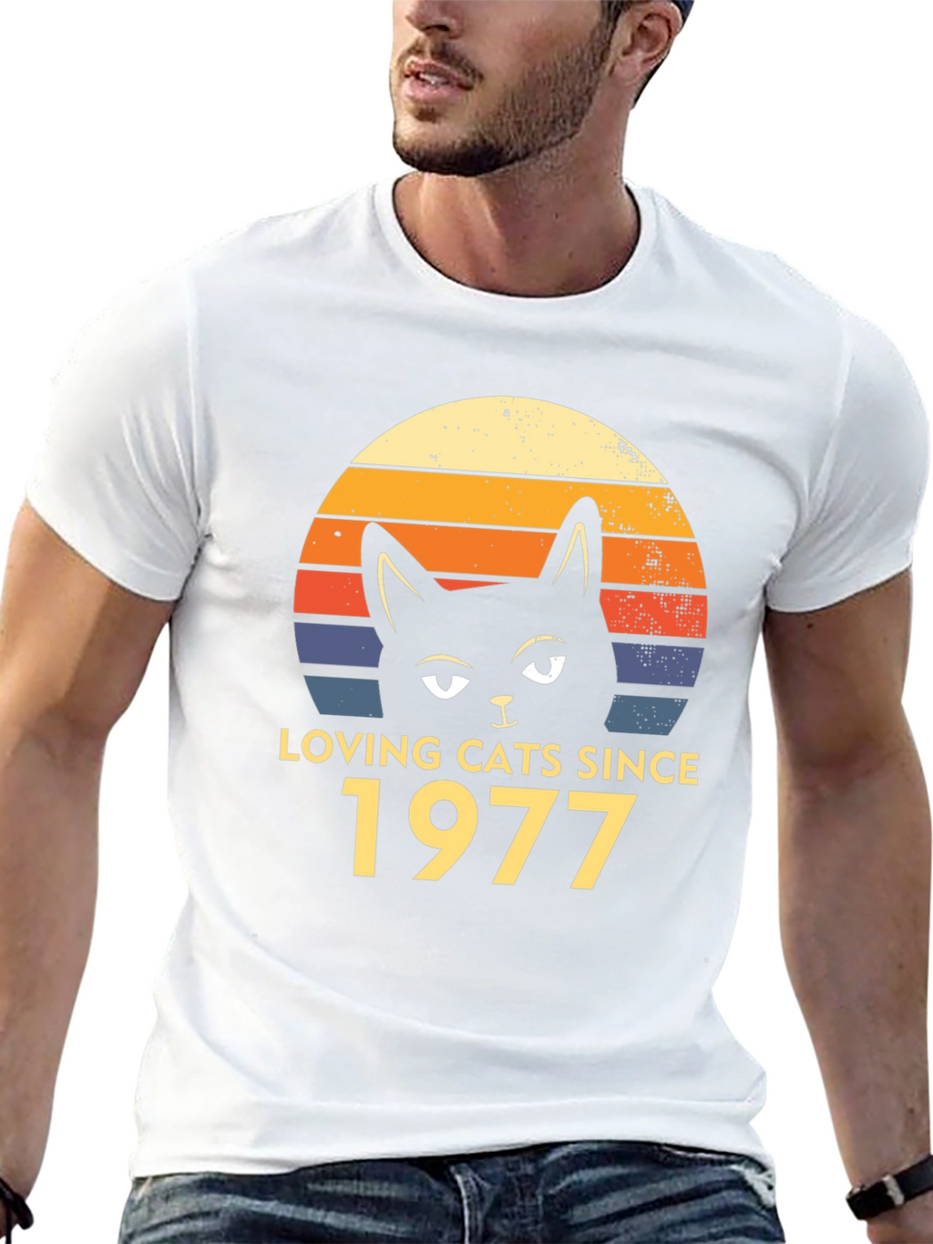 Loving Cats Since 1977 Black T-Shirt