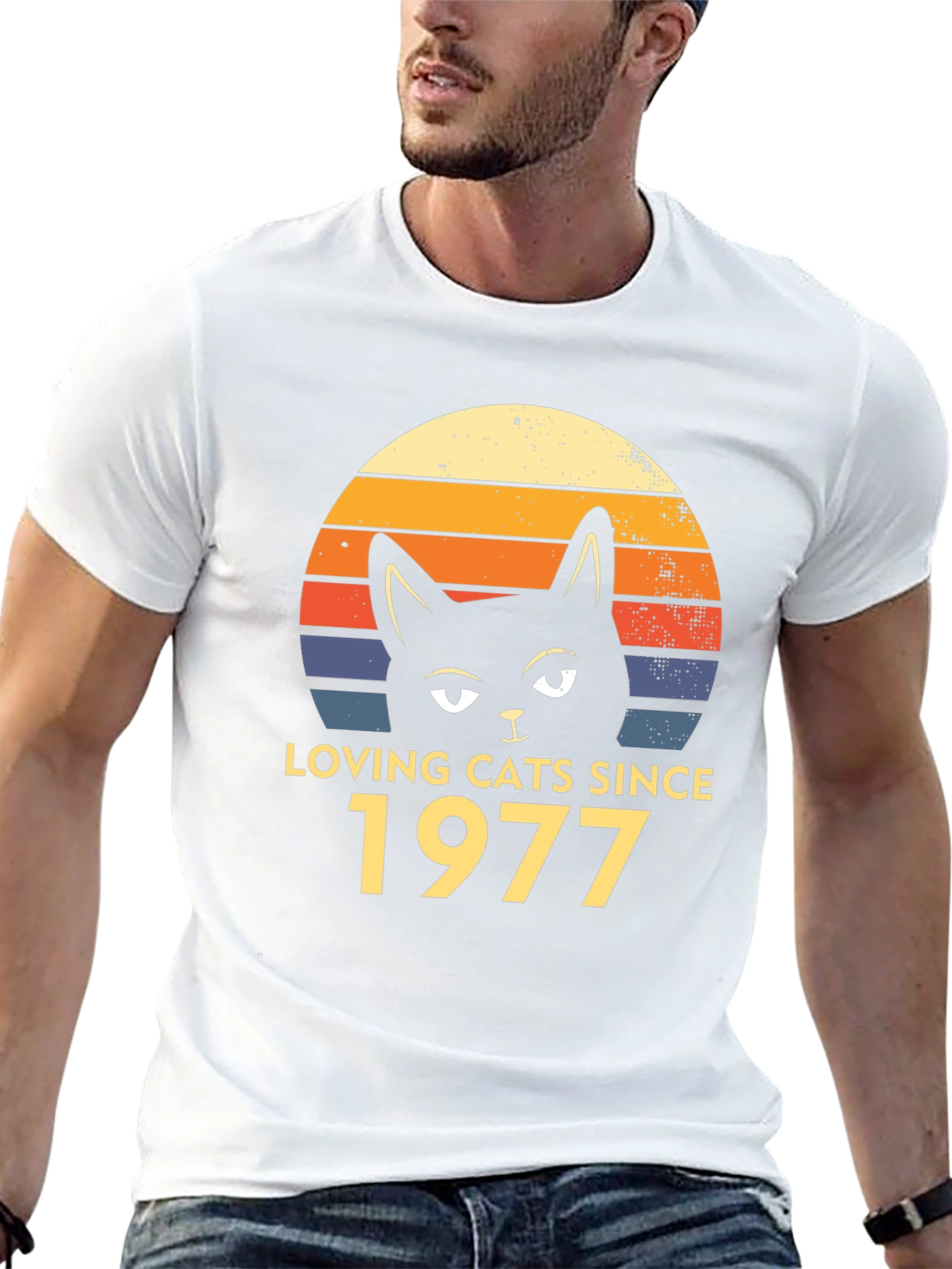 Loving Cats Since 1977 Black T-Shirt