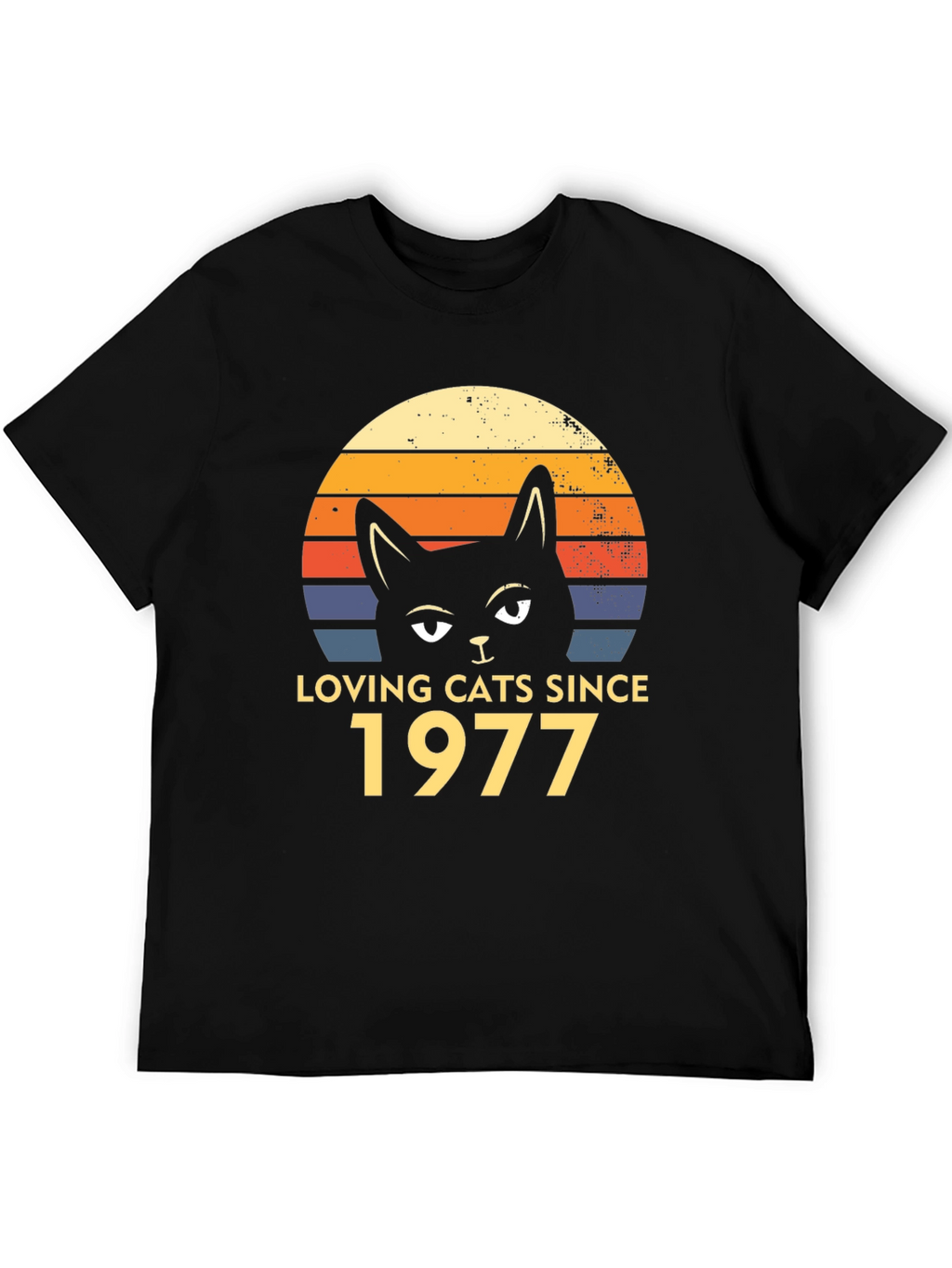 Loving Cats Since 1977 Black T-Shirt