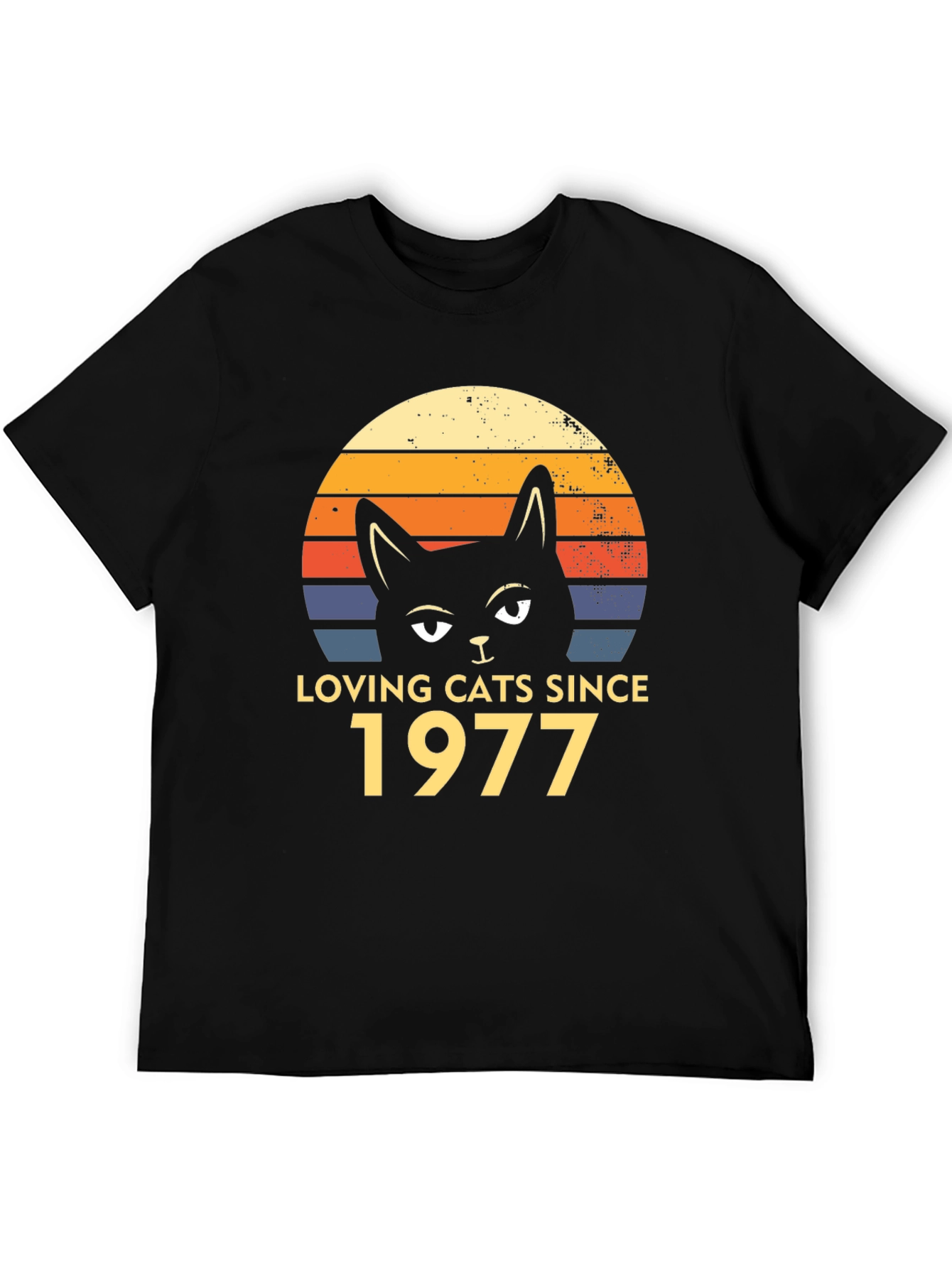 Loving Cats Since 1977 Black T-Shirt