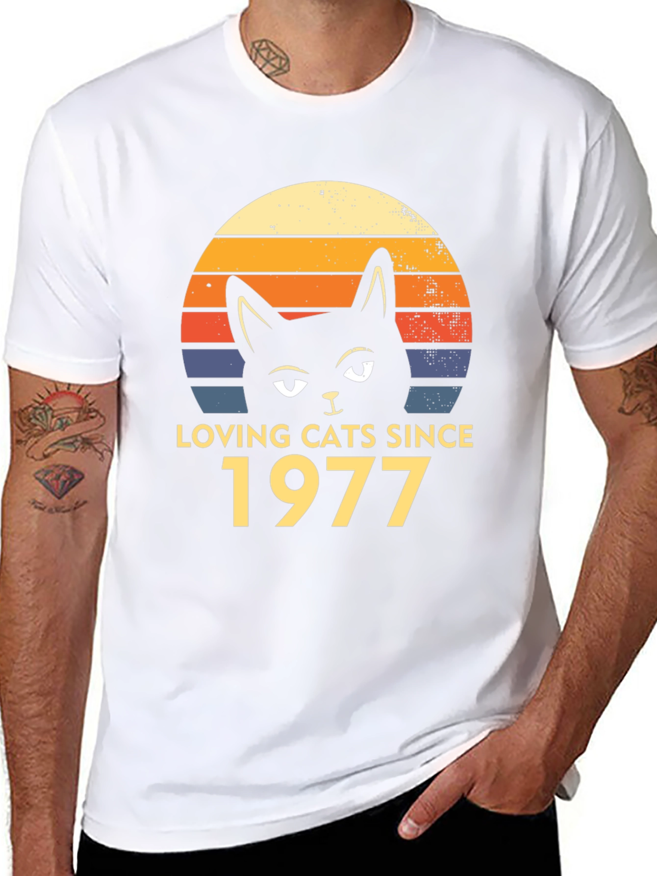 Loving Cats Since 1977 Black T-Shirt