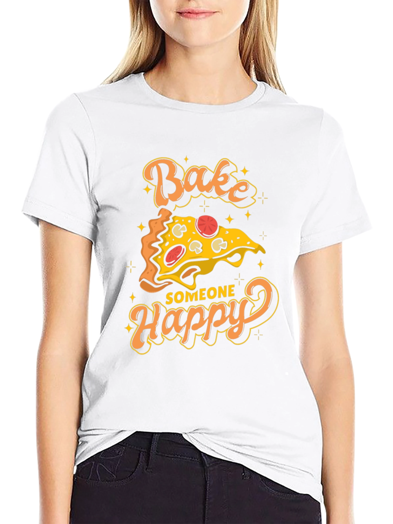 Bake Someone Happy Pizza Graphic T-Shirt