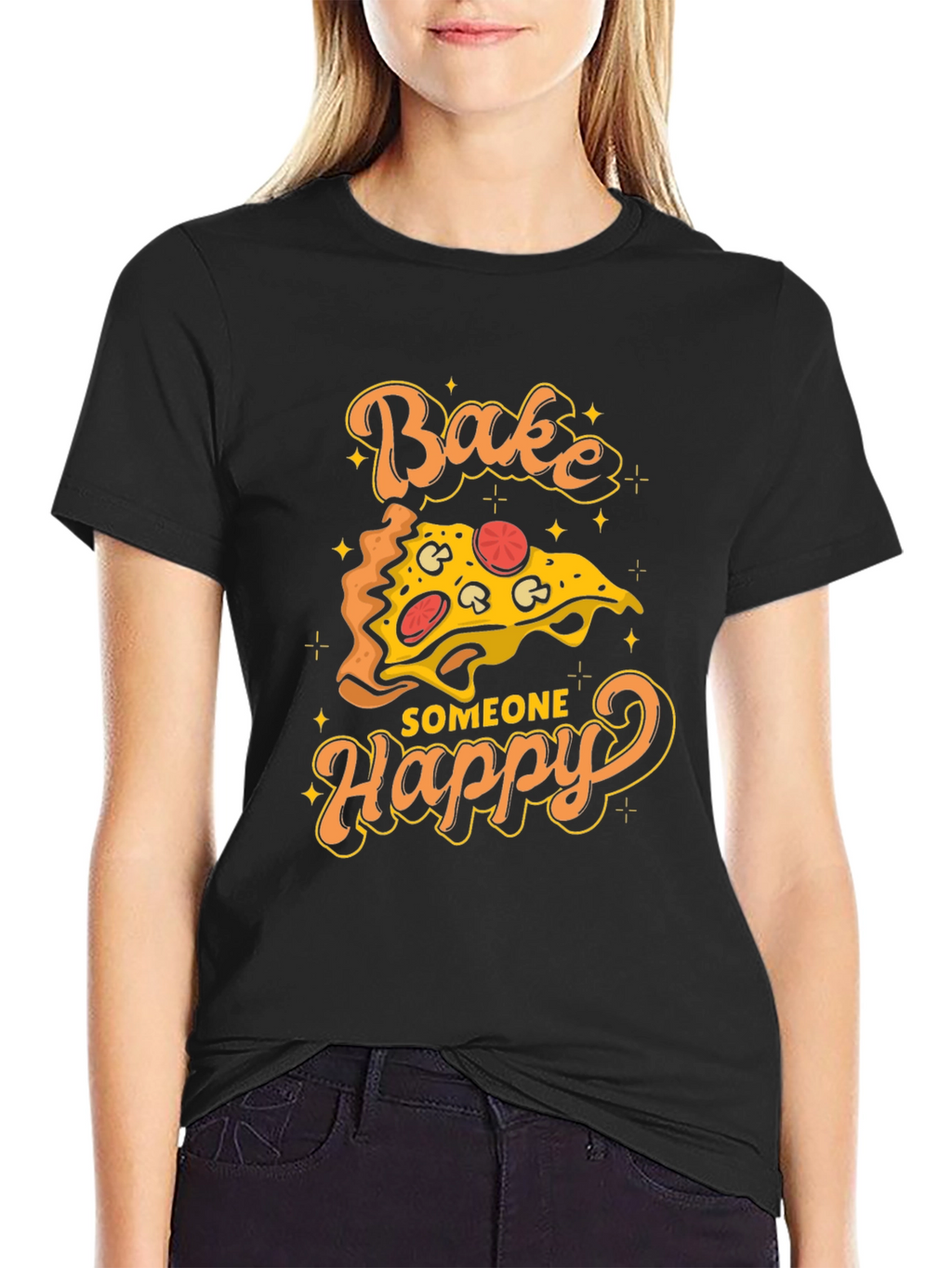 Bake Someone Happy Pizza Graphic T-Shirt