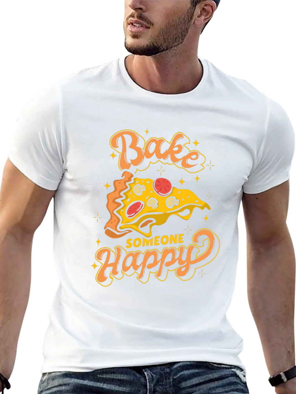 Bake Someone Happy Pizza Graphic T-Shirt
