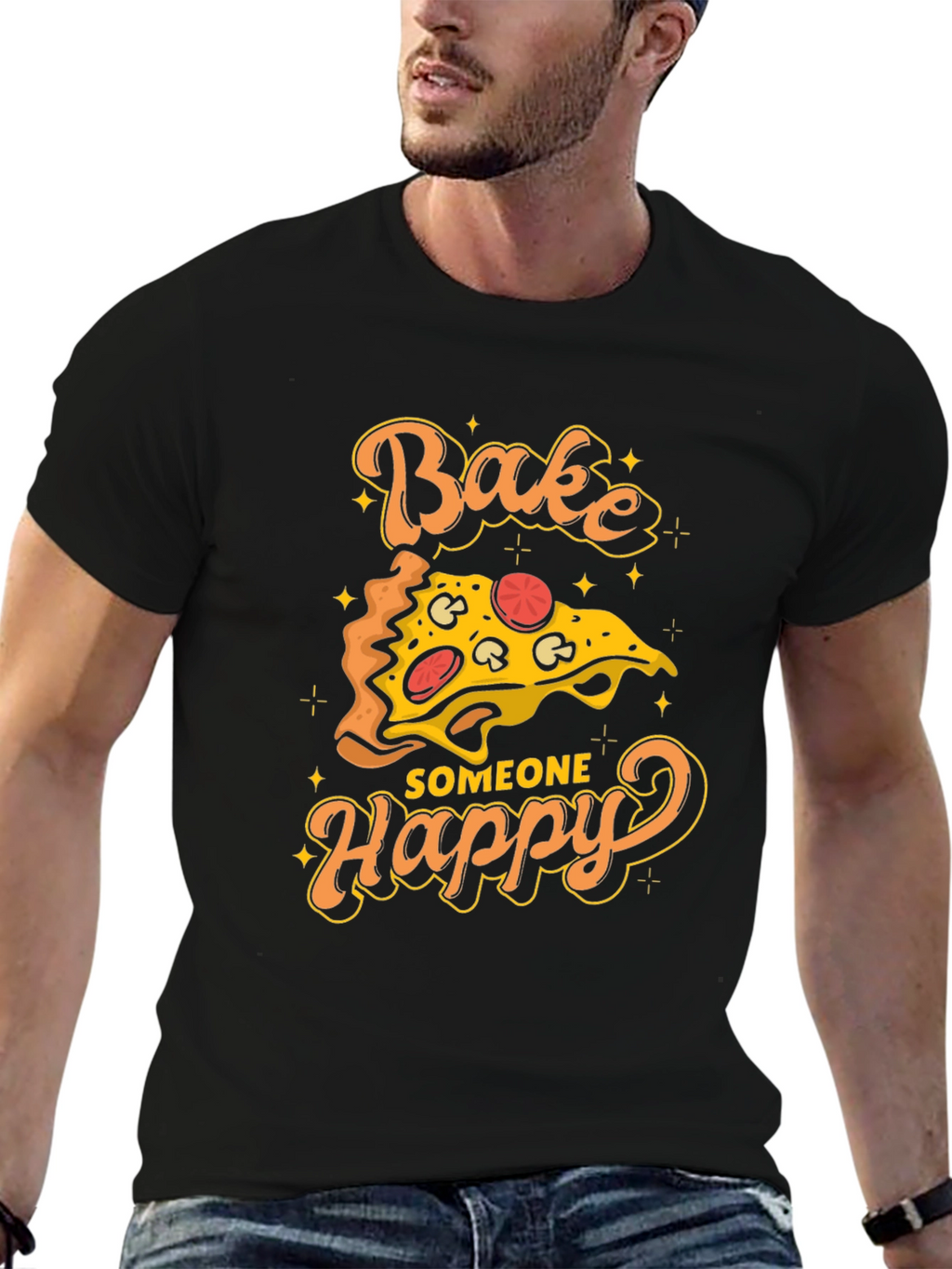 Bake Someone Happy Pizza Graphic T-Shirt