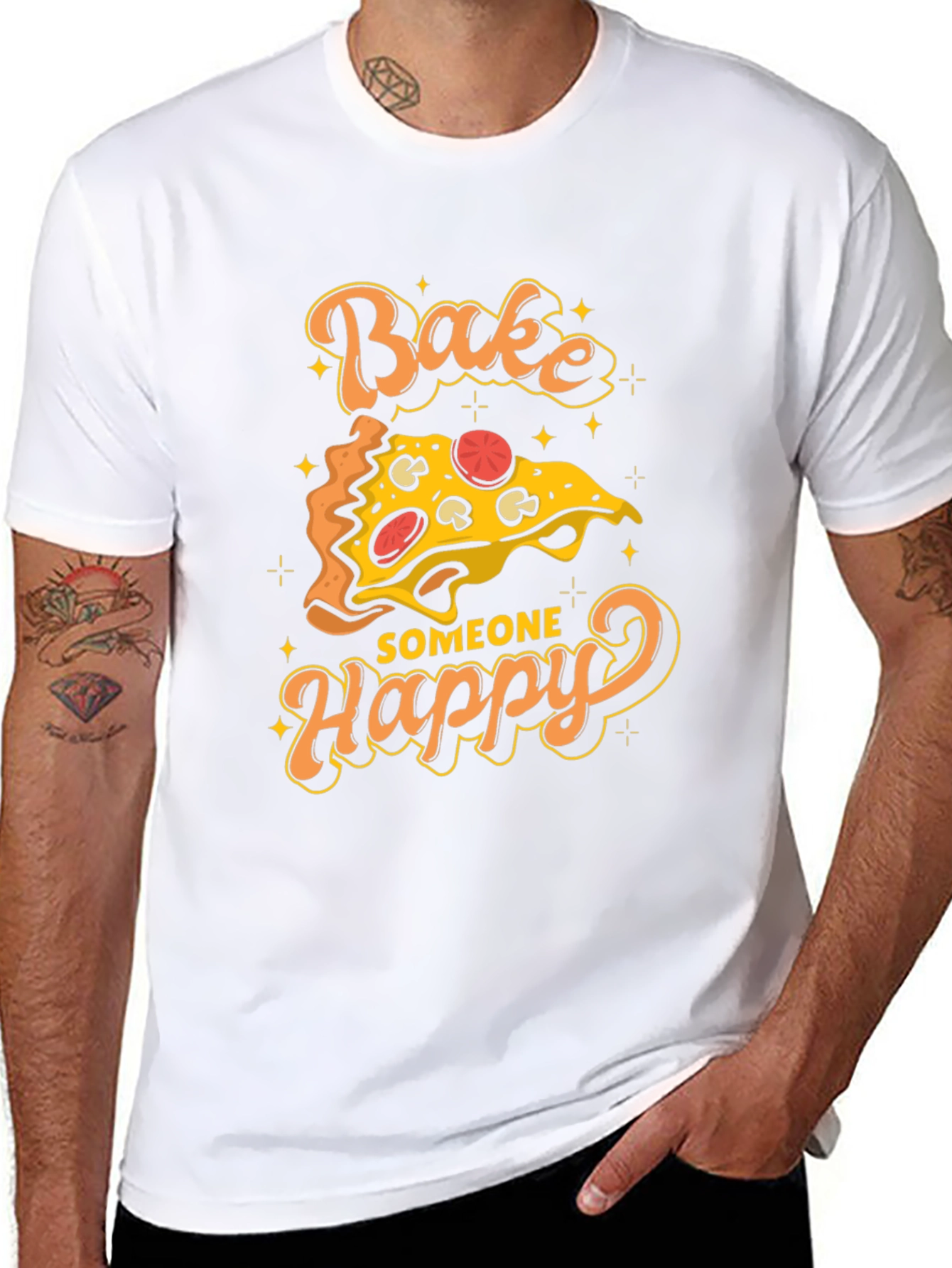 Bake Someone Happy Pizza Graphic T-Shirt