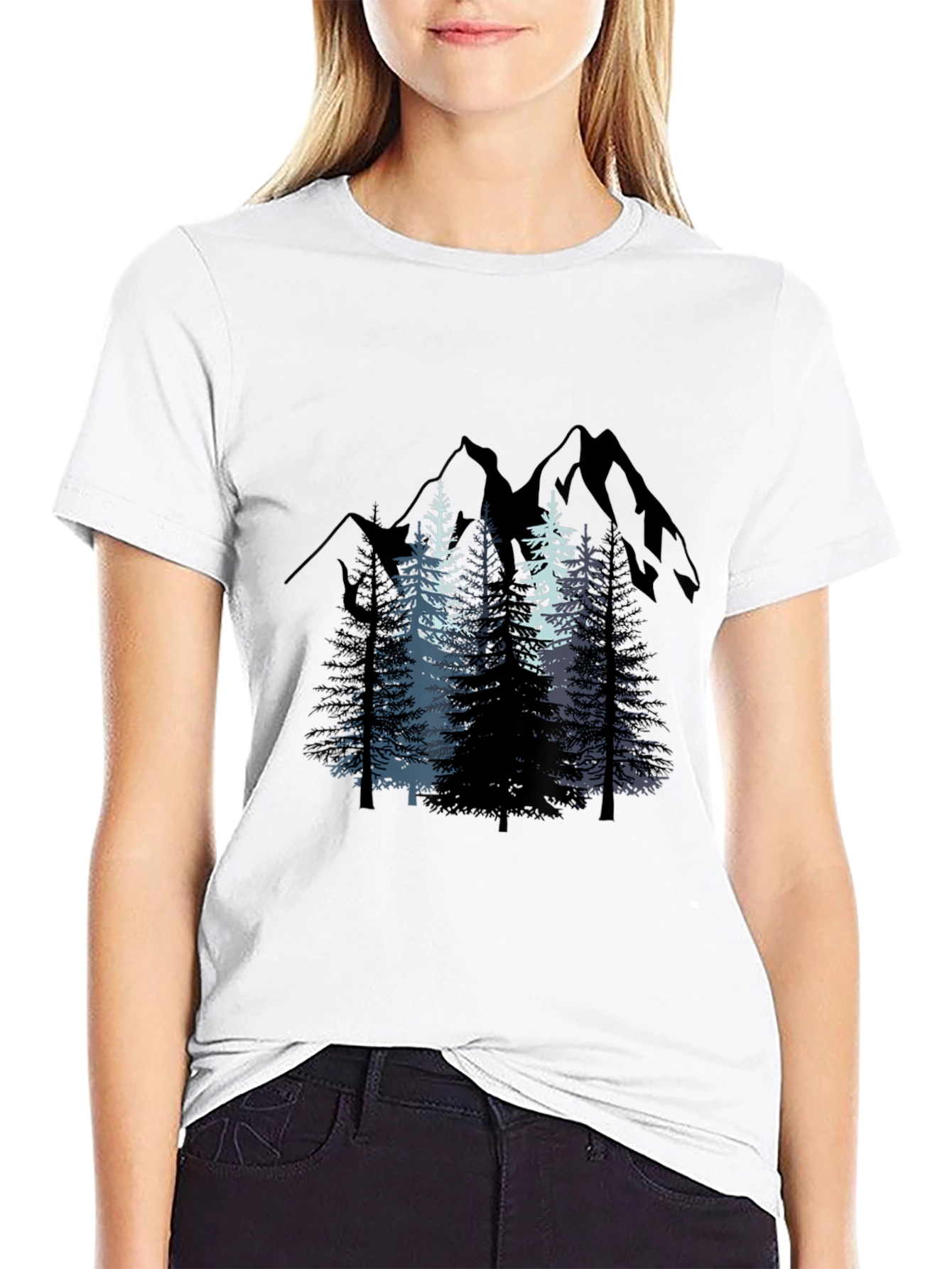 Mountain Scene Graphic Tee - Black
