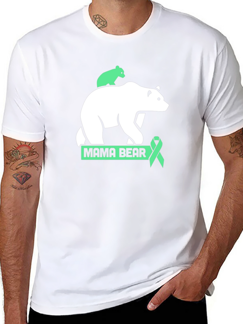 Mama Bear T-Shirt - Green Ribbon Support