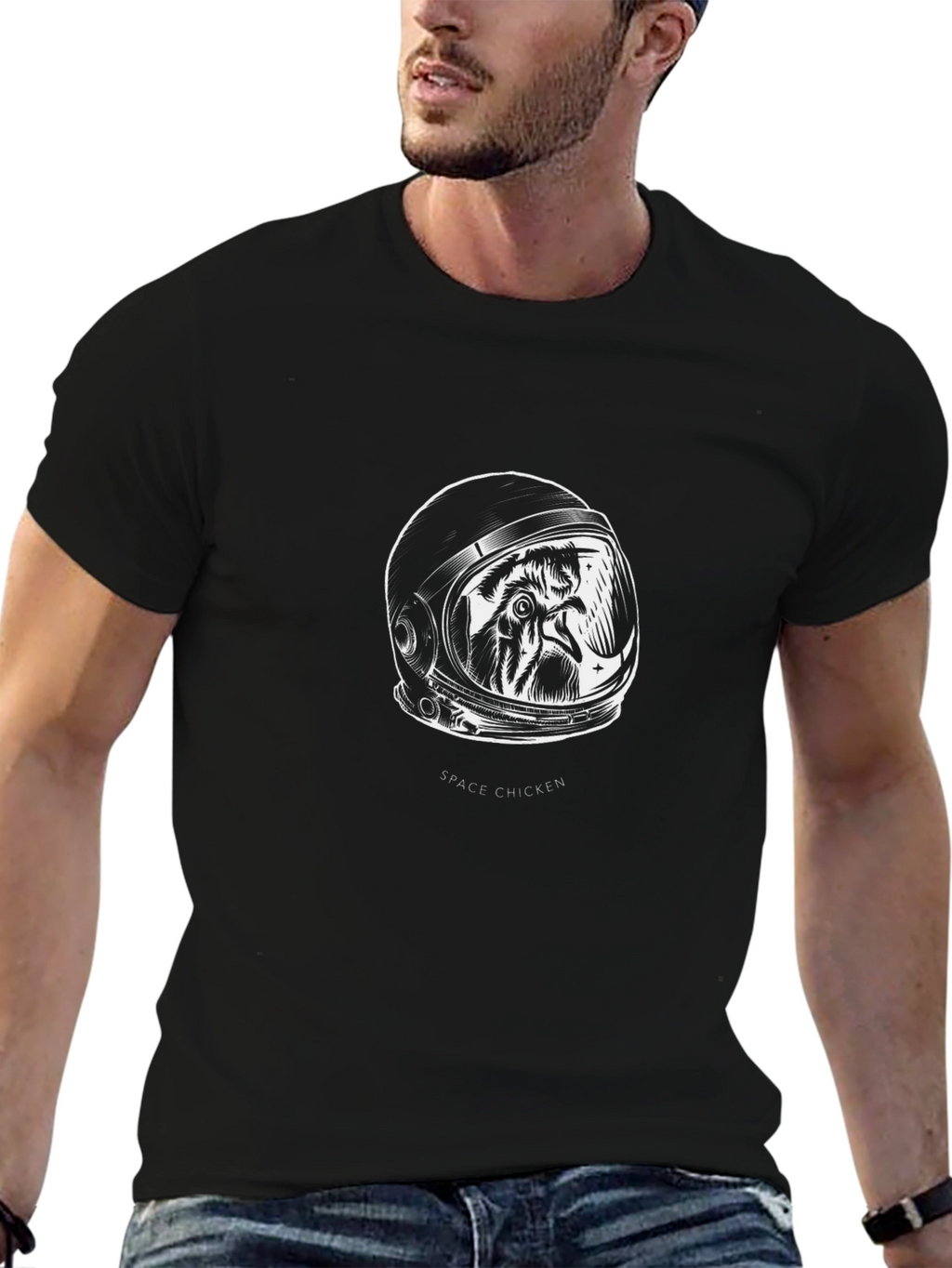 Space Chicken Graphic T-Shirt