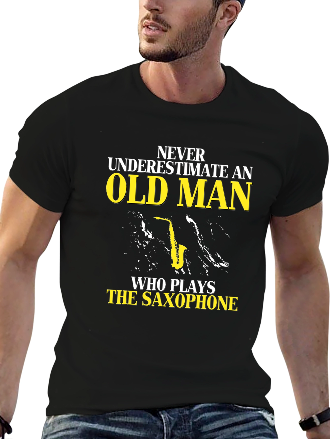 Never Underestimate Old Man Saxophone T-Shirt