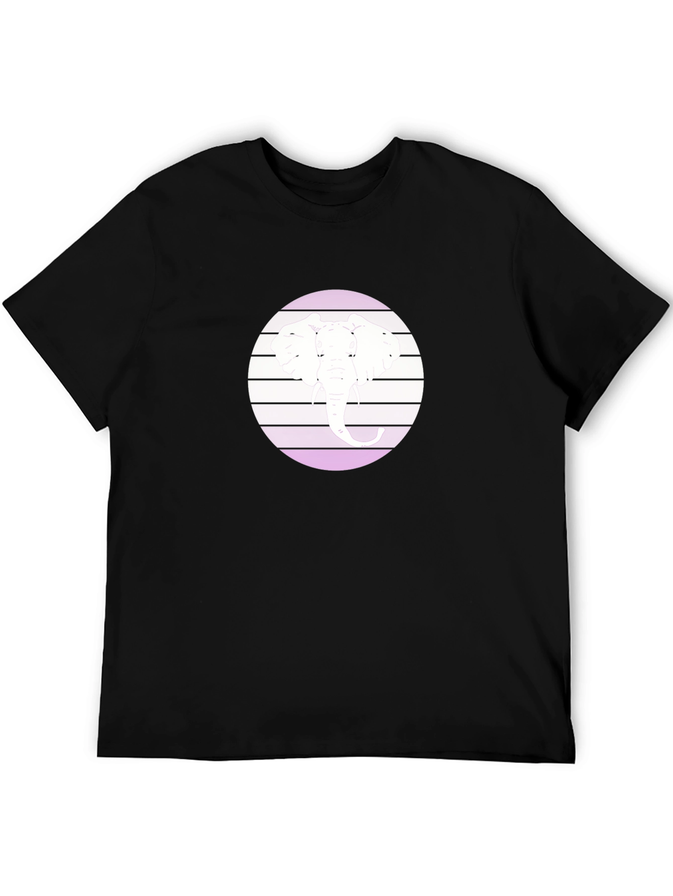 Elephant Circle Graphic Black T-Shirt