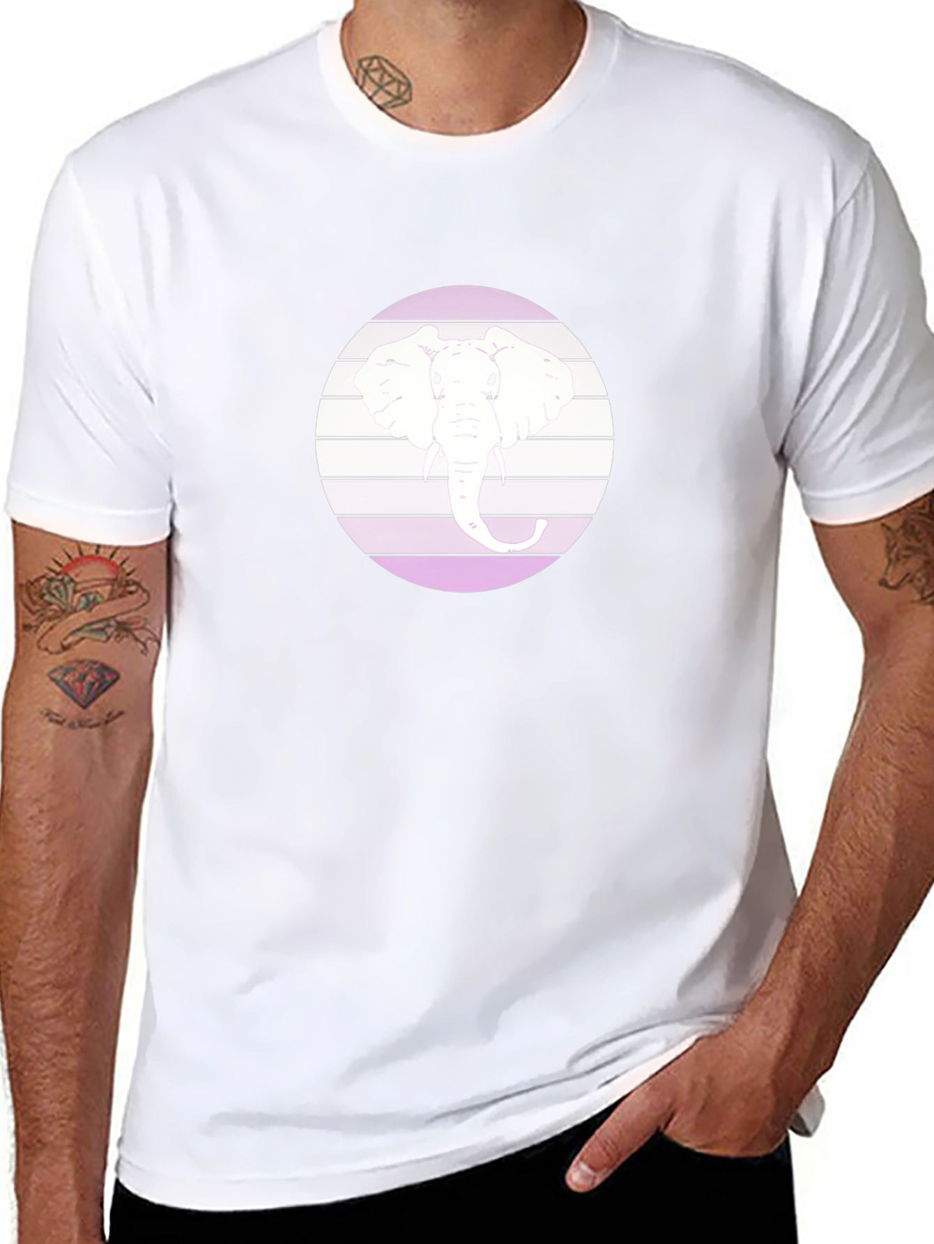 Elephant Circle Graphic Black T-Shirt